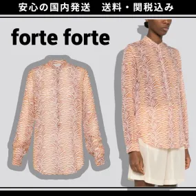 forte forte  |Silk Blended Fabrics Long Sleeves Cotton Shirts & Blouses