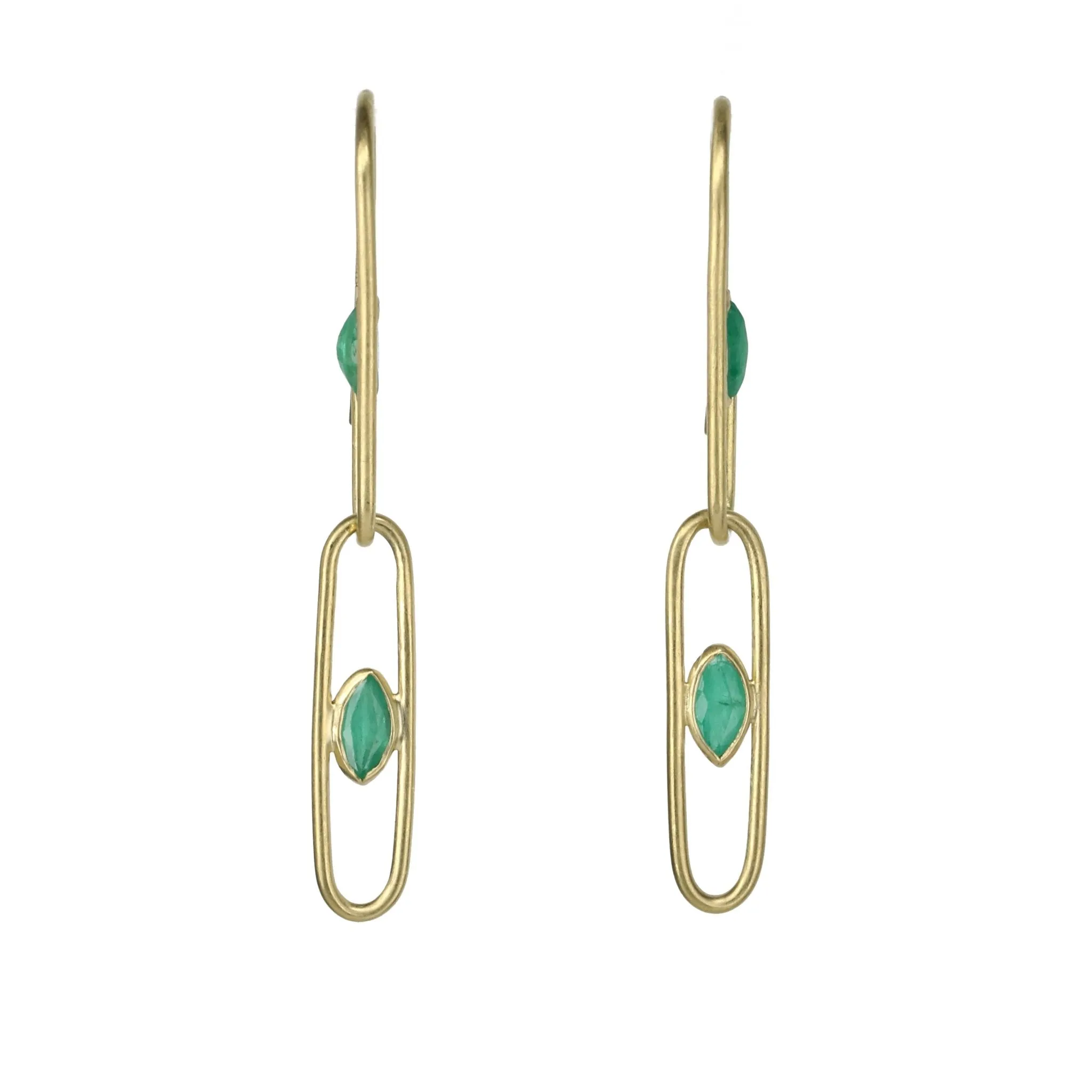 Gold & Bezel-Set Emerald Gemclip Earrings