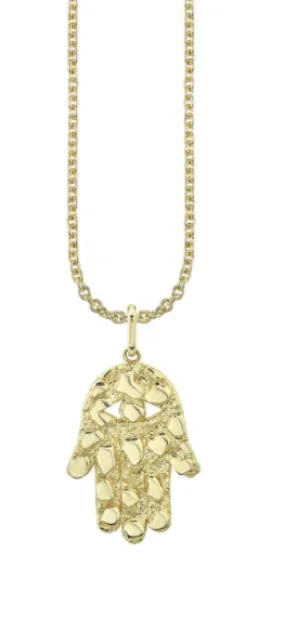 Gold Nugget Large Hamsa Necklace Luxury Jewelry | Millo