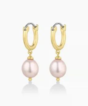 Gorjana Pink Pearl Huggies - Gold/Pink Freshwater Pearl