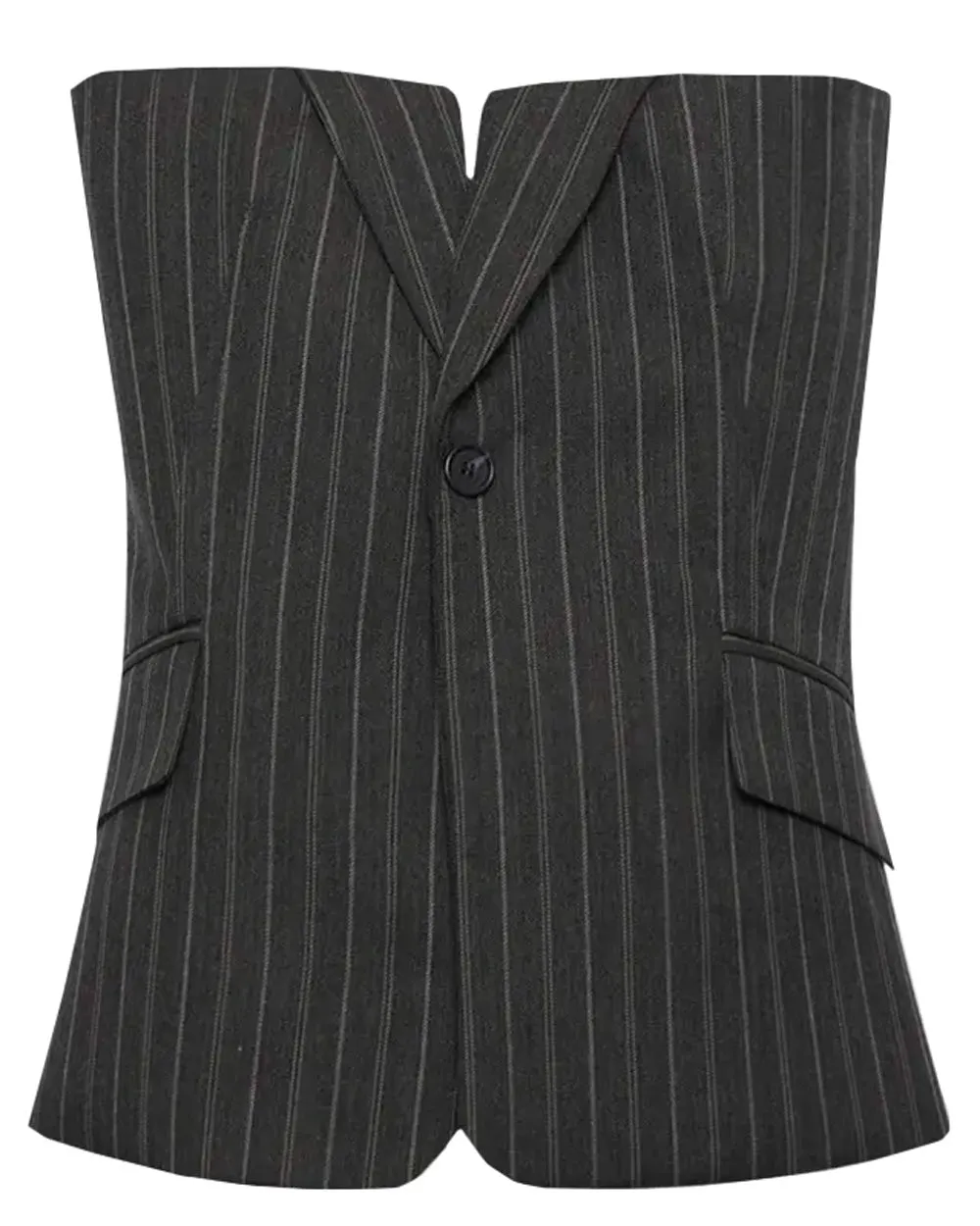 Grey Pinstripe Tailored Billie Bustier Top