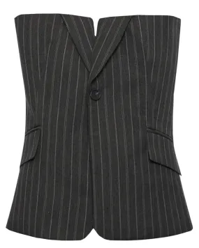 Grey Pinstripe Tailored Billie Bustier Top