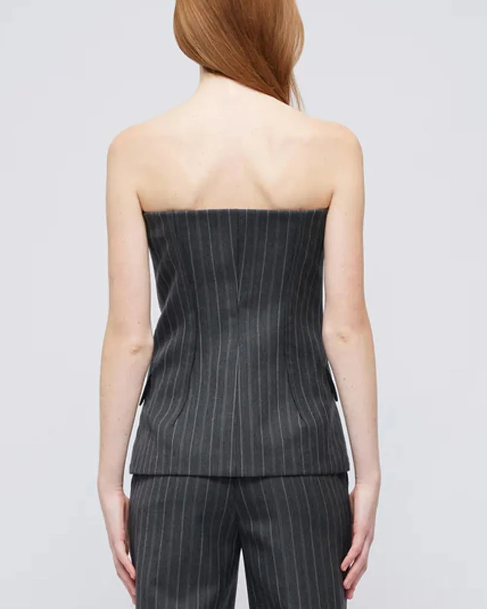 Grey Pinstripe Tailored Billie Bustier Top