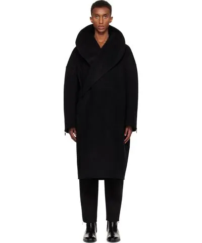 Helmut Lang Black Double-Faced Apex Cocoon Coat