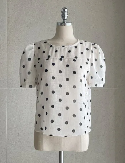 I AM MARI  |Dots Short Sleeves Shirts & Blouses