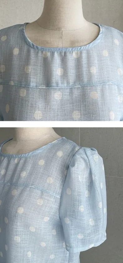 I AM MARI  |Dots Short Sleeves Shirts & Blouses