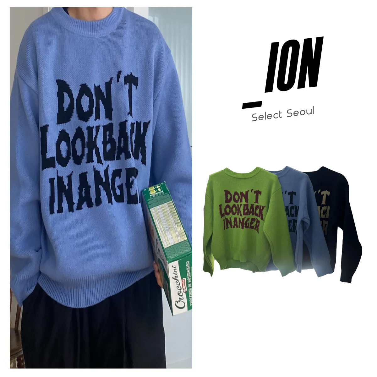 IONSEOUL  |Unisex Street Style U-Neck Long Sleeves Oversized Sweaters