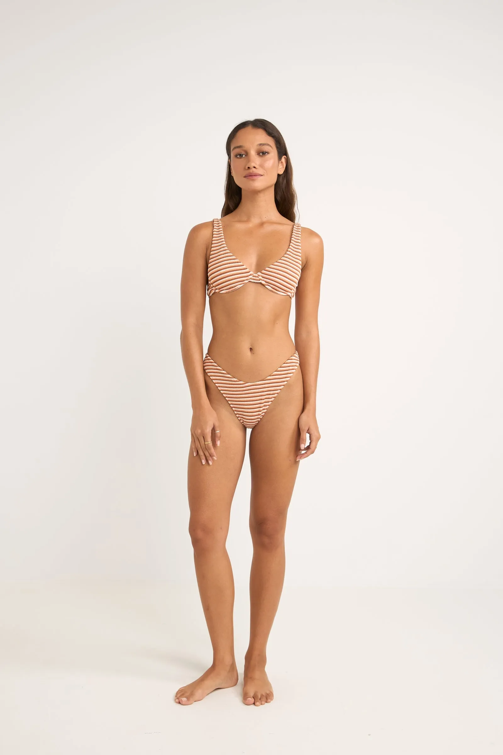 Isla Rib Stripe Underwire Top Caramel