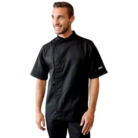 Large Size Black Chef Coat with Ventilated Back - MANELLI