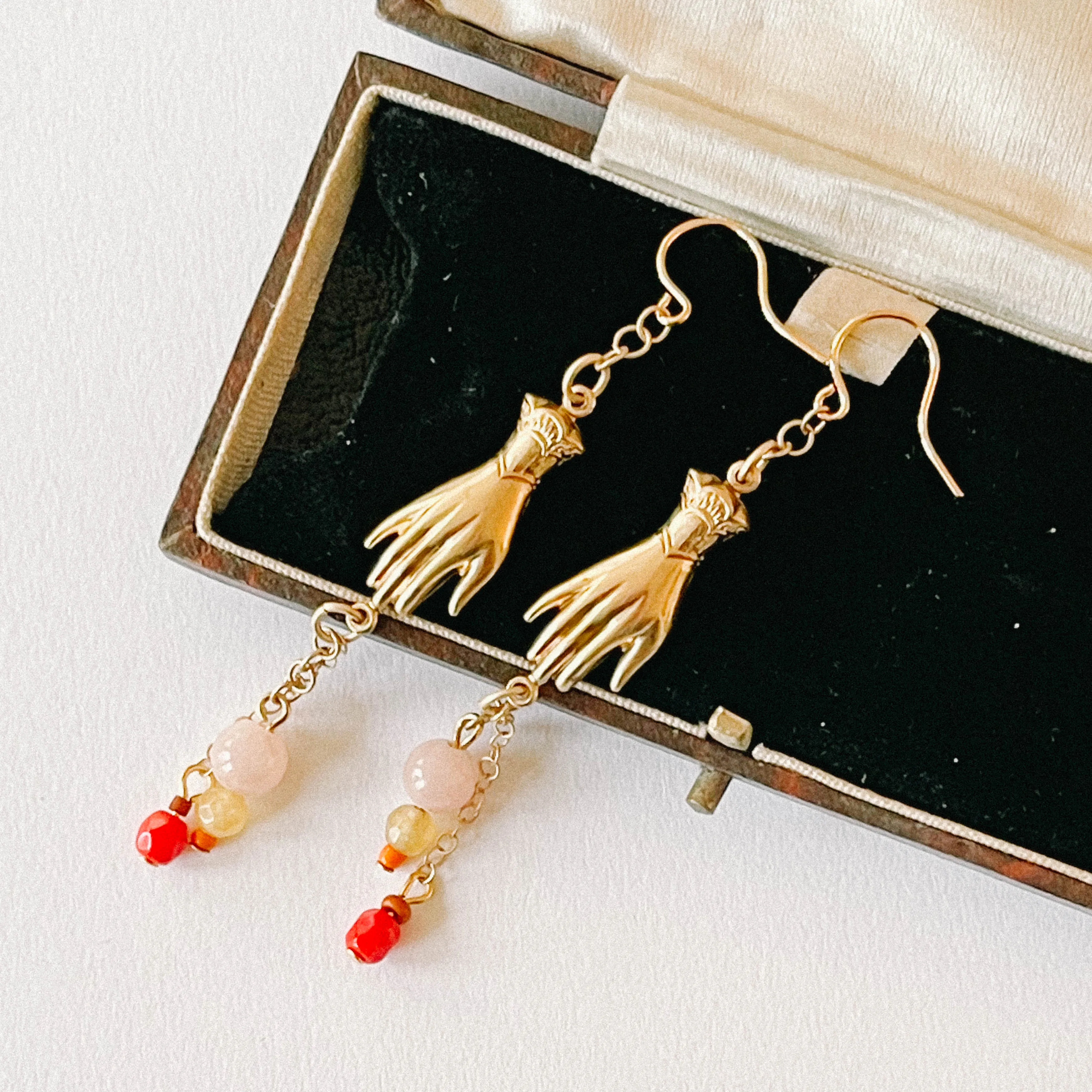 Long Hand Charm Earrings-WS