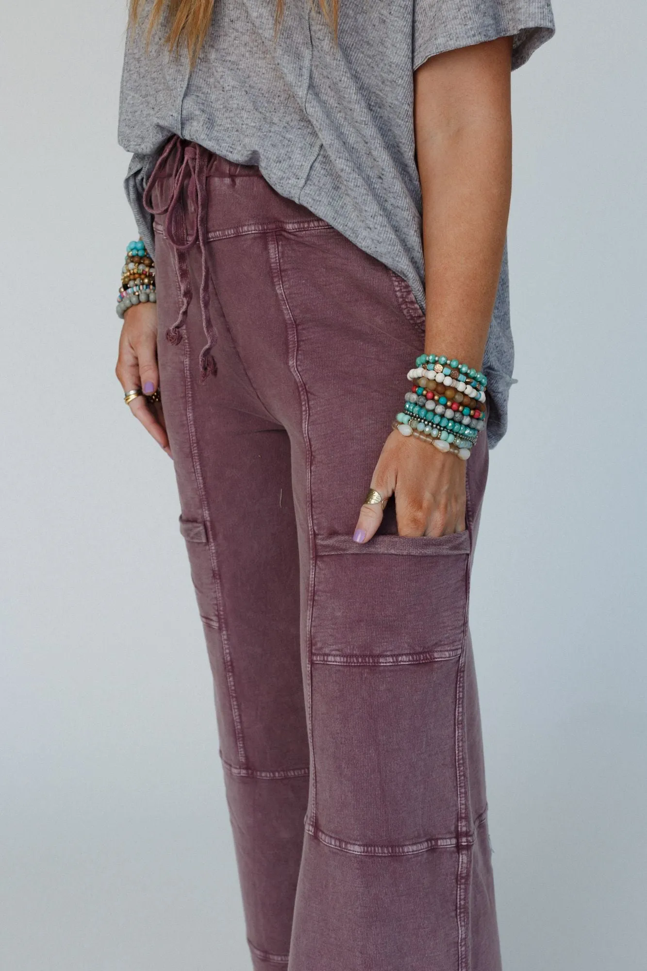 Lucky One Wide Leg Full Pant - Plum