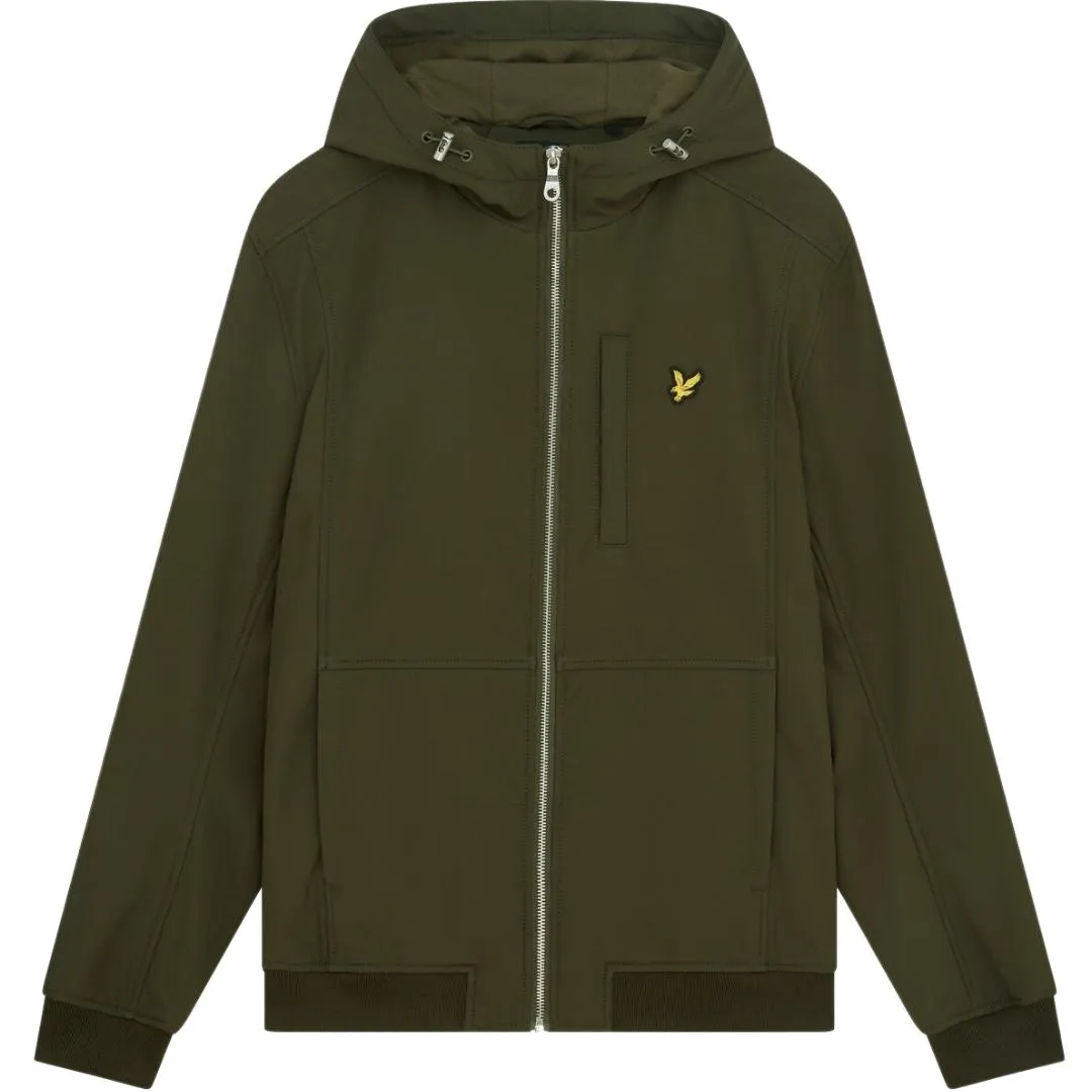 Lyle & Scott Branded Logo Olive Hooded Softshell Jacket