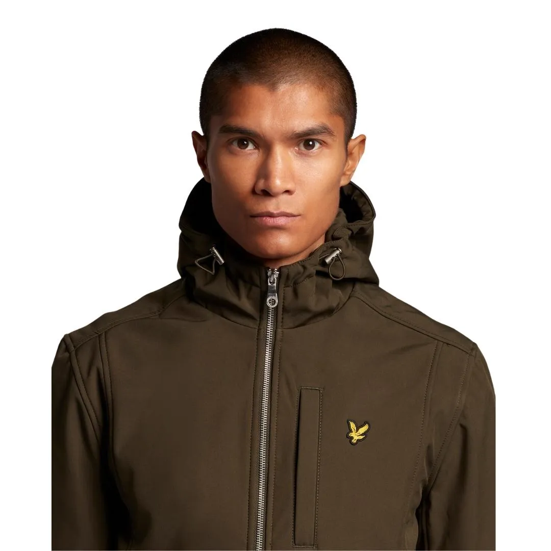 Lyle & Scott Branded Logo Olive Hooded Softshell Jacket