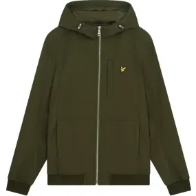 Lyle & Scott Branded Logo Olive Hooded Softshell Jacket