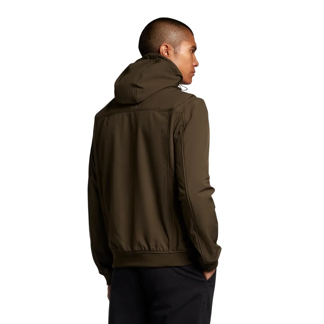 Lyle & Scott Branded Logo Olive Hooded Softshell Jacket