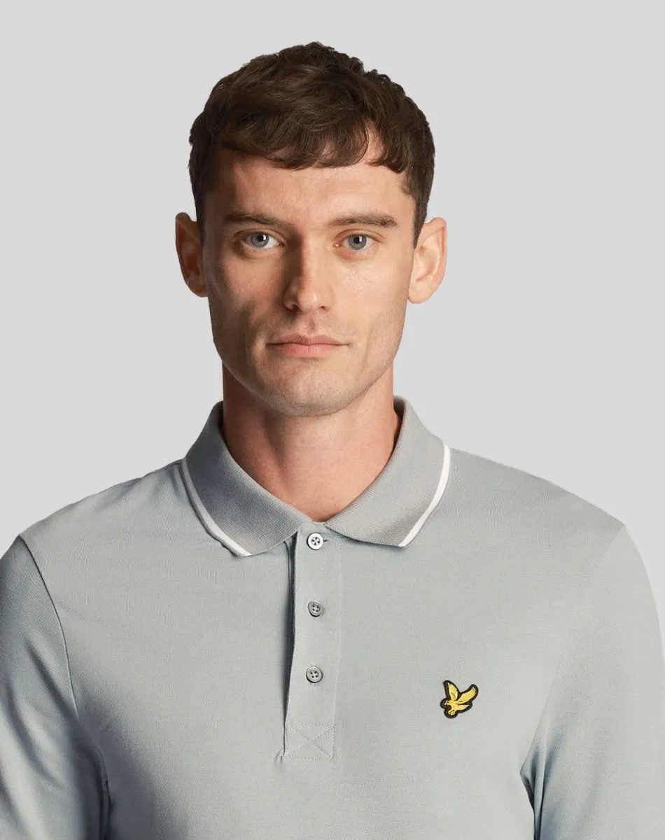 Lyle & Scott Tipped Short Sleeve Polo Shirt Slate Blue/White