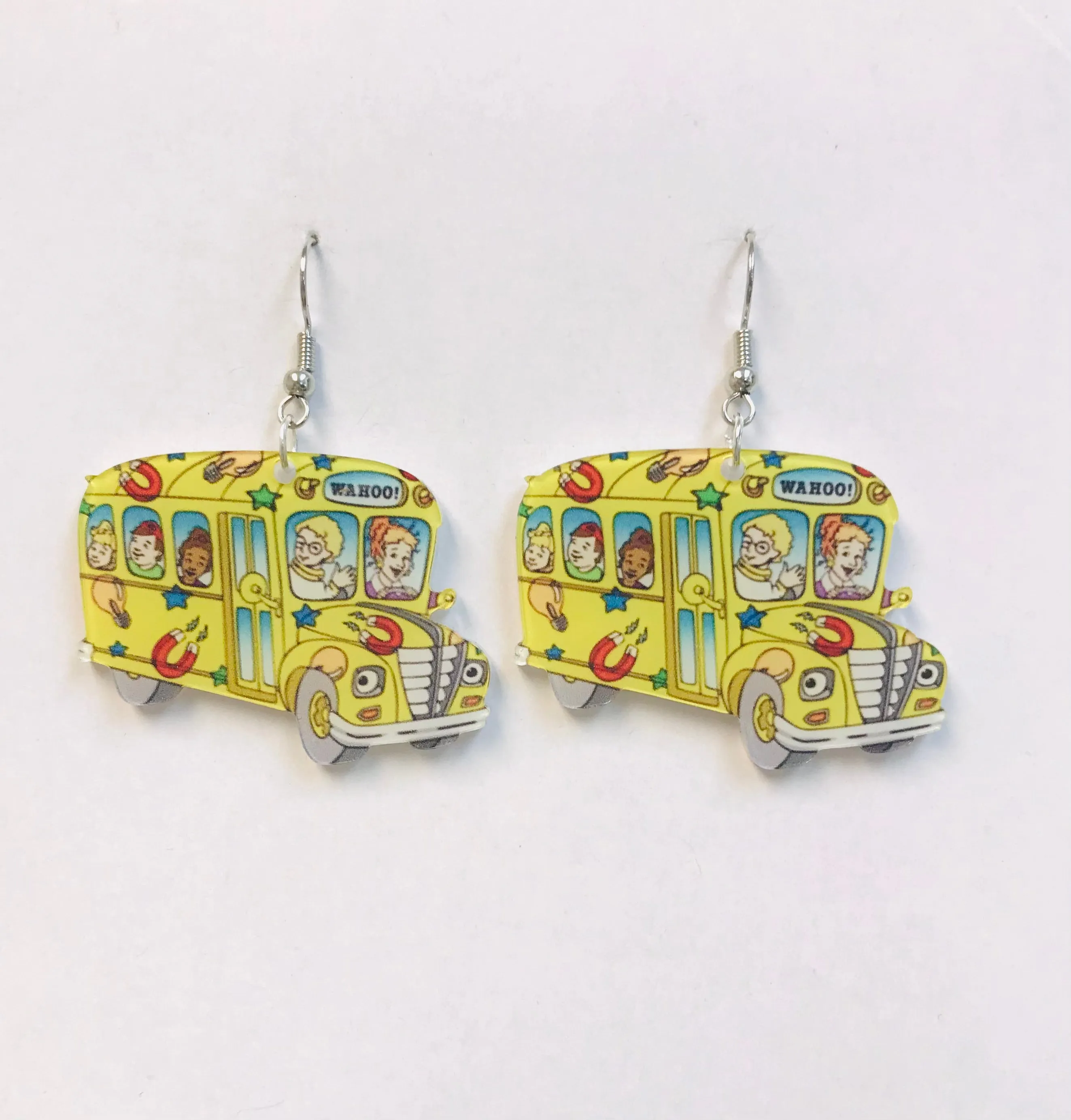 Magic School Bus Earrings, Happy Kids Earrings