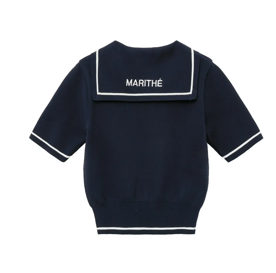 Marithe + Francois Girbaud  |[MARITHE]★24SS★ W MARINE SAILOR HALF KNIT