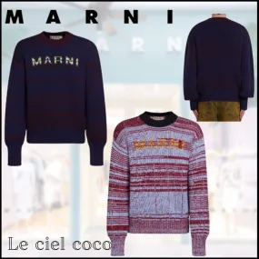 MARNI  |Wool Street Style Long Sleeves Logo Designers Sweaters