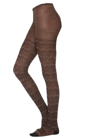 Metallic Shimmer Zigzag Tights