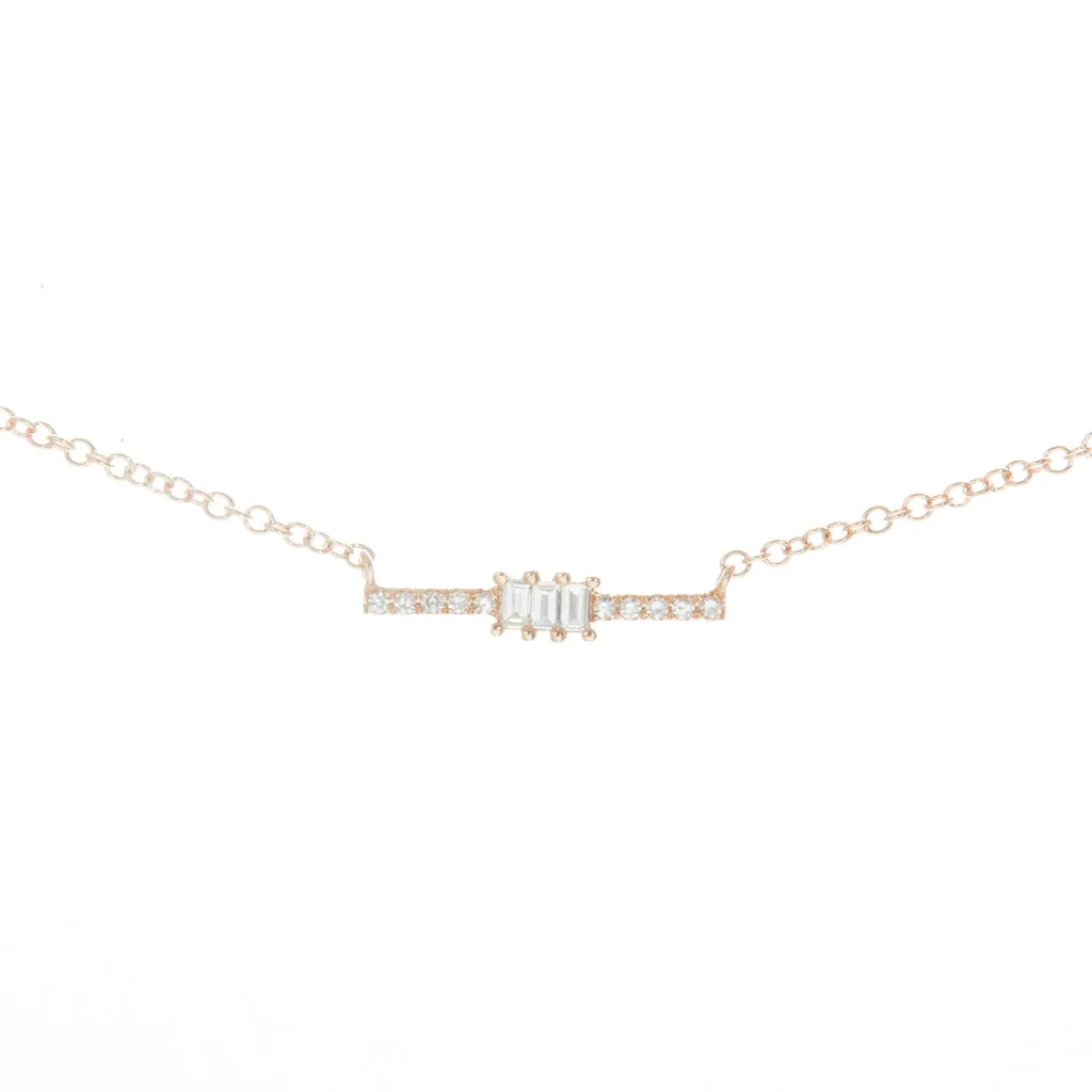 Petite Baguette Diamond Bar Necklace