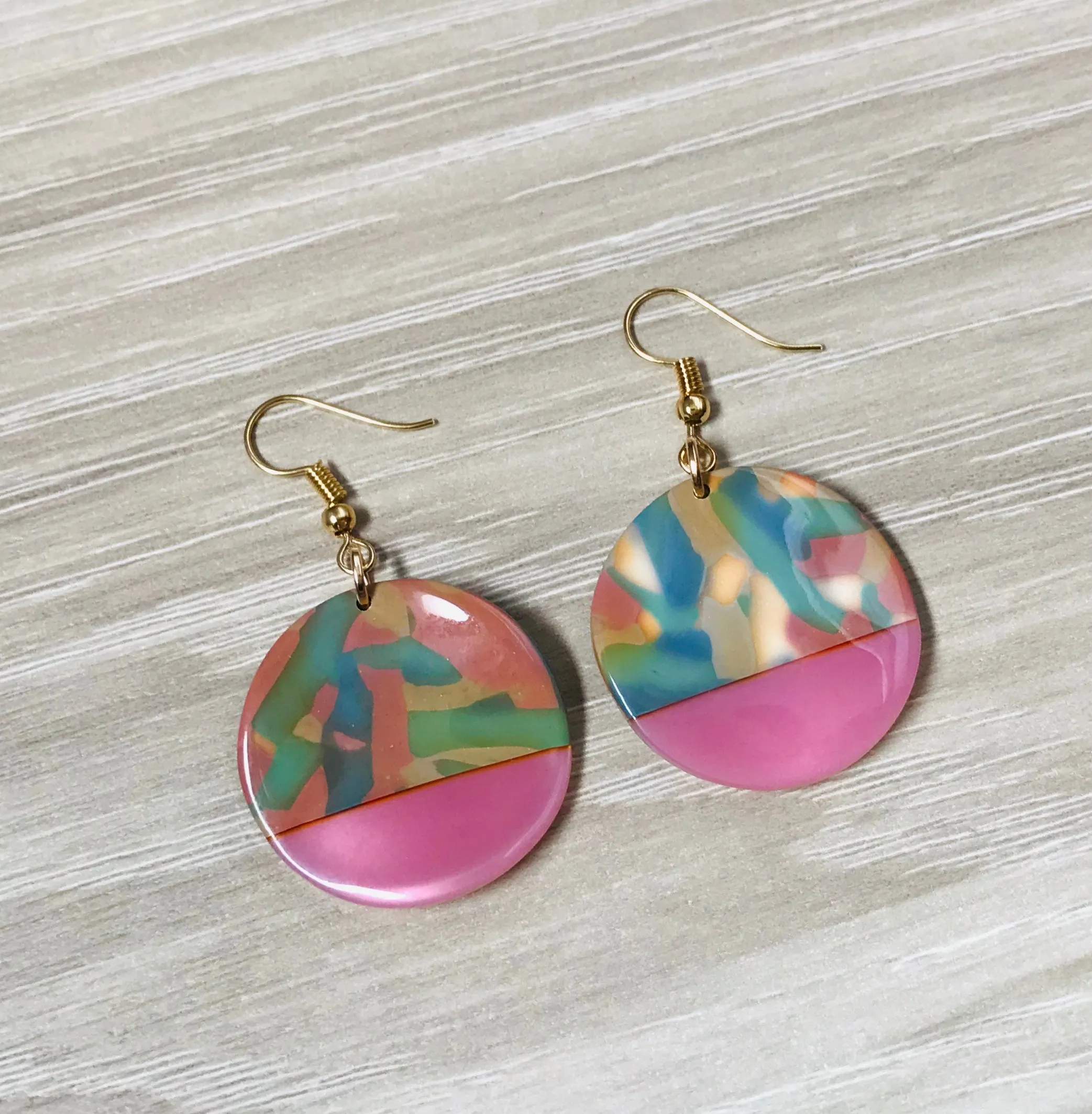 Pink Circle  Acrylic Earring