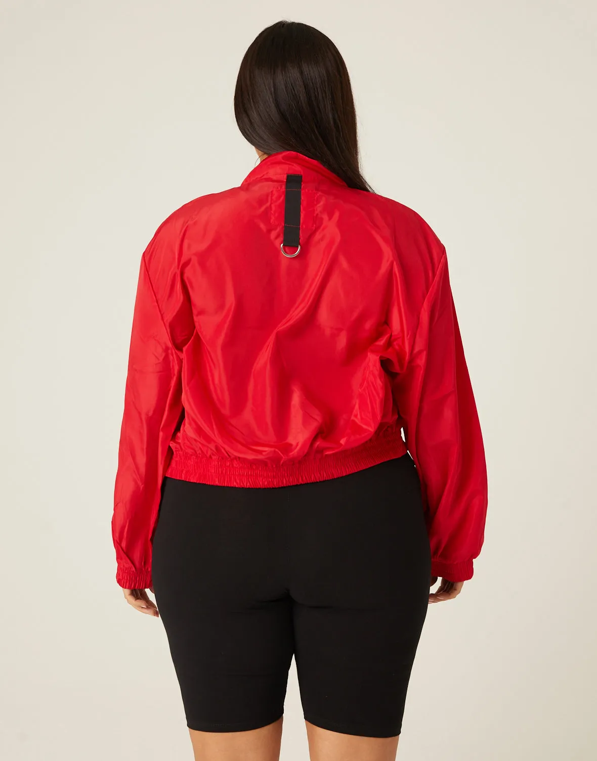 Plus Size Windbreaker Bomber Jacket