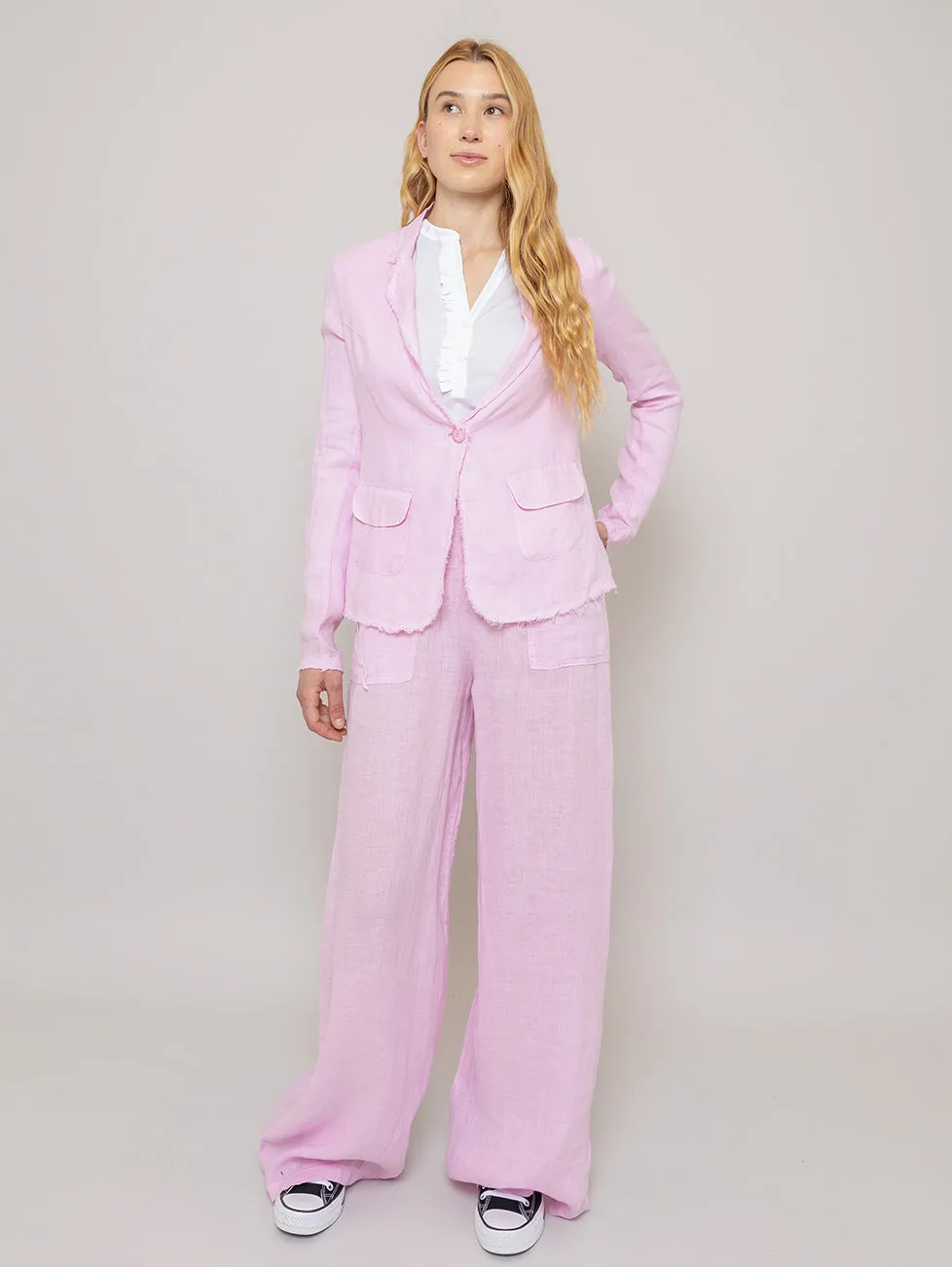 Pocket Linen Pant - Pink Mist