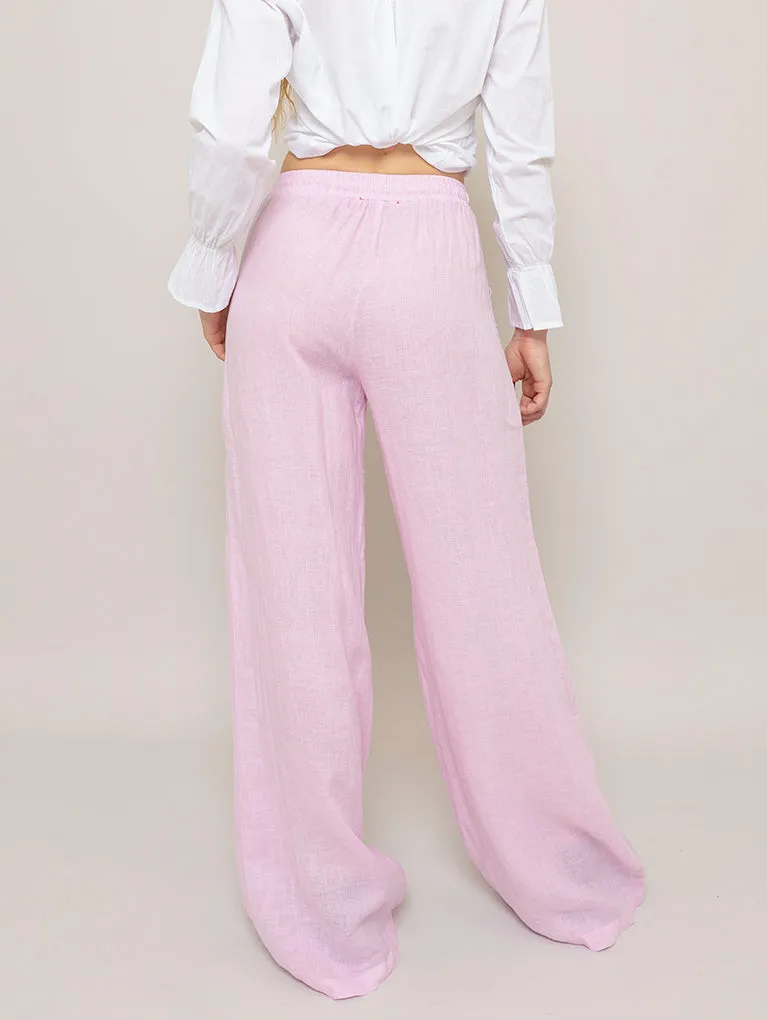 Pocket Linen Pant - Pink Mist