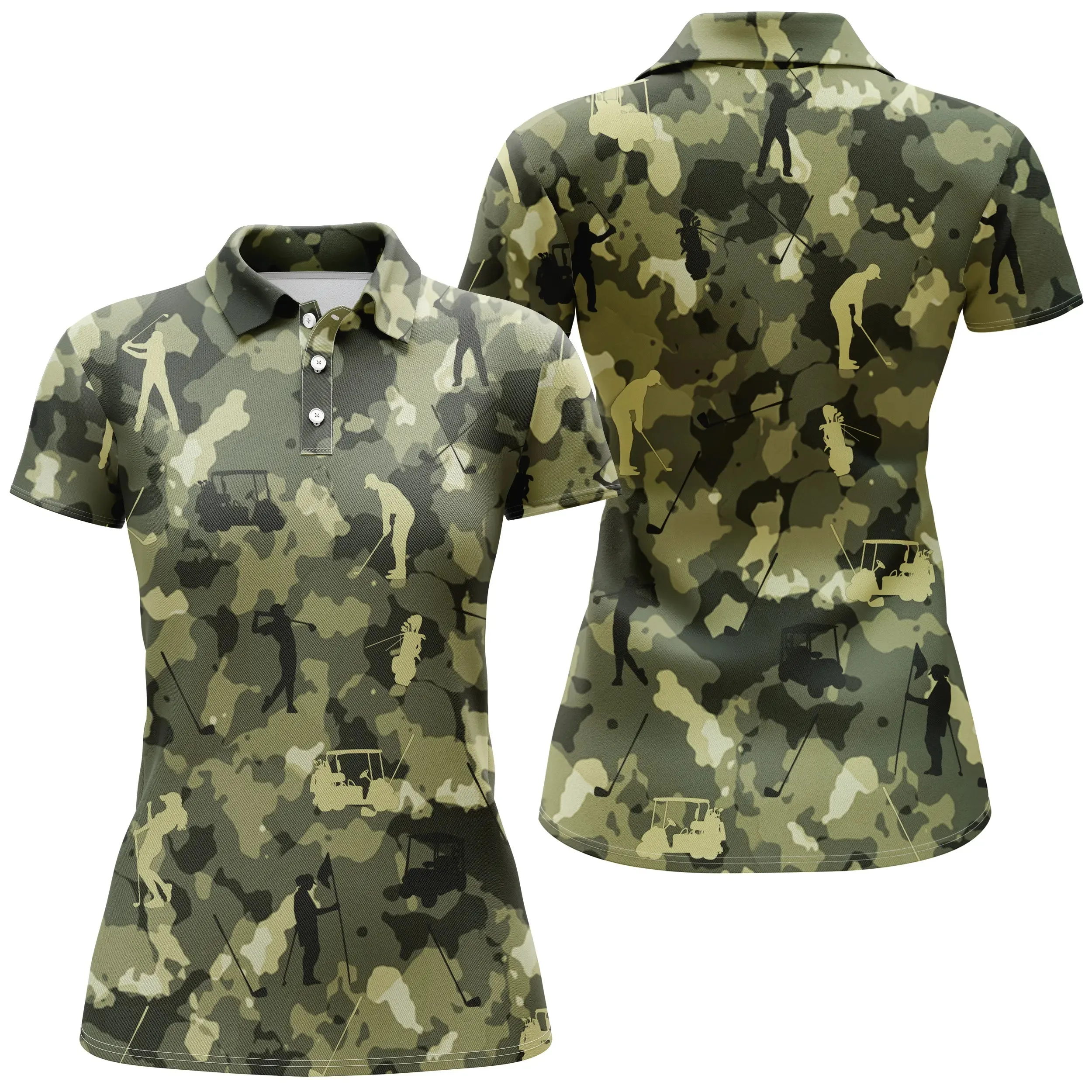 Polo Camouflage de Golf, Polo de Sport Homme Femme, Cadeau Original pour Fans de Golf, Motif Militaire, Voiture de Golf  - CTS19