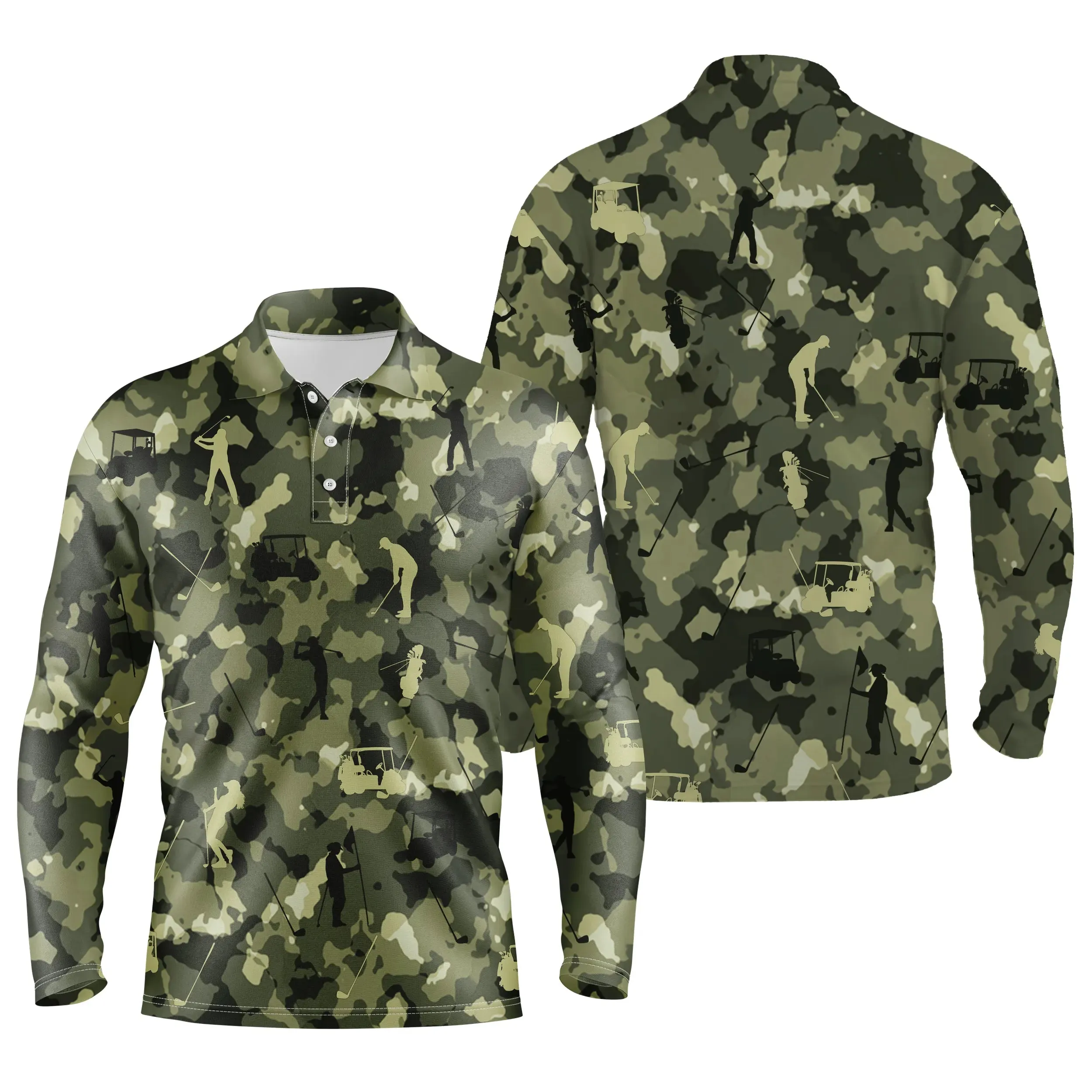 Polo Camouflage de Golf, Polo de Sport Homme Femme, Cadeau Original pour Fans de Golf, Motif Militaire, Voiture de Golf  - CTS19