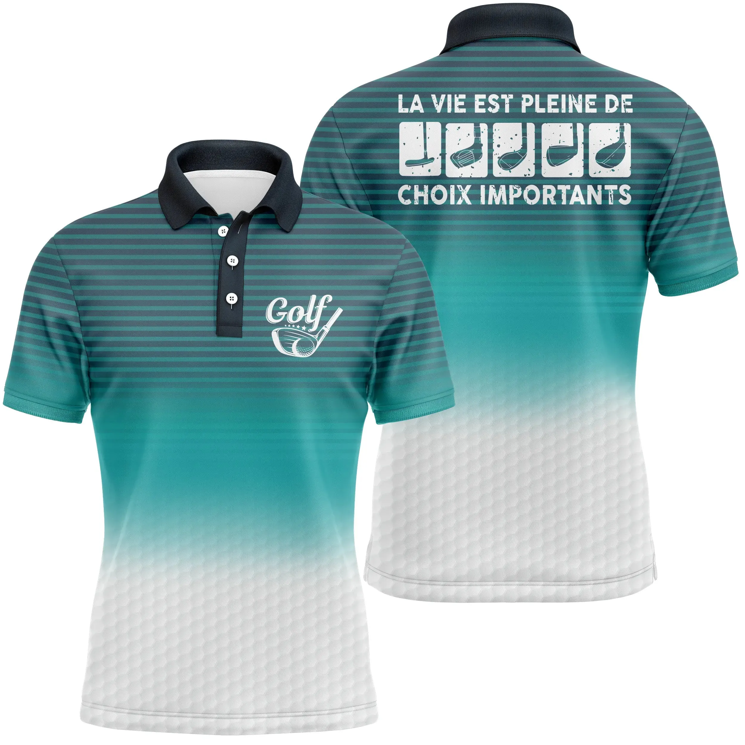 Polo de Golf, Cadeau Humour Golfeur, Golfeuse, Polo à Séchage Rapide Homme Femme, Club de Golf, La Vie Est Pleine De Choix Impor