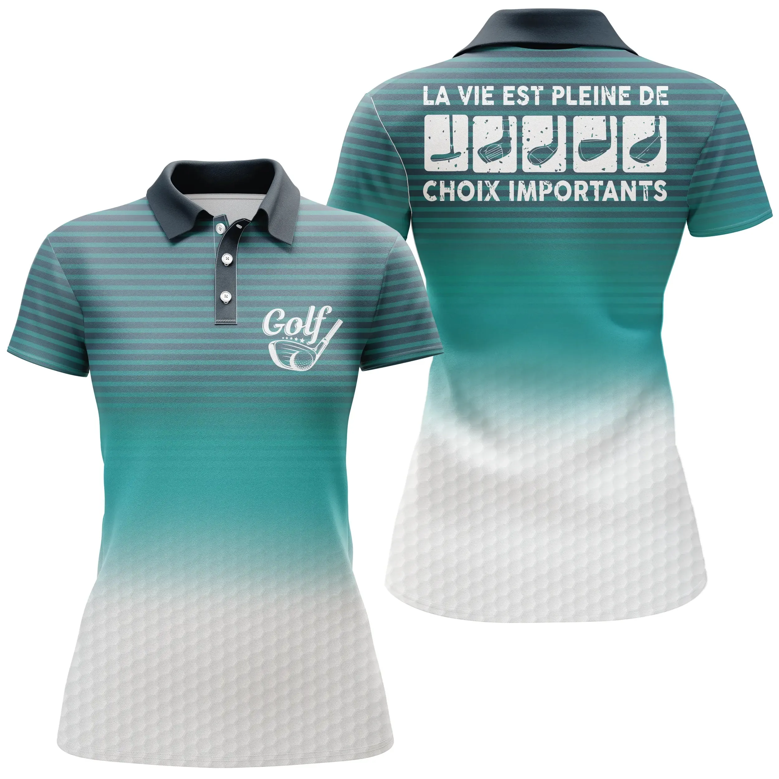 Polo de Golf, Cadeau Humour Golfeur, Golfeuse, Polo à Séchage Rapide Homme Femme, Club de Golf, La Vie Est Pleine De Choix Impor