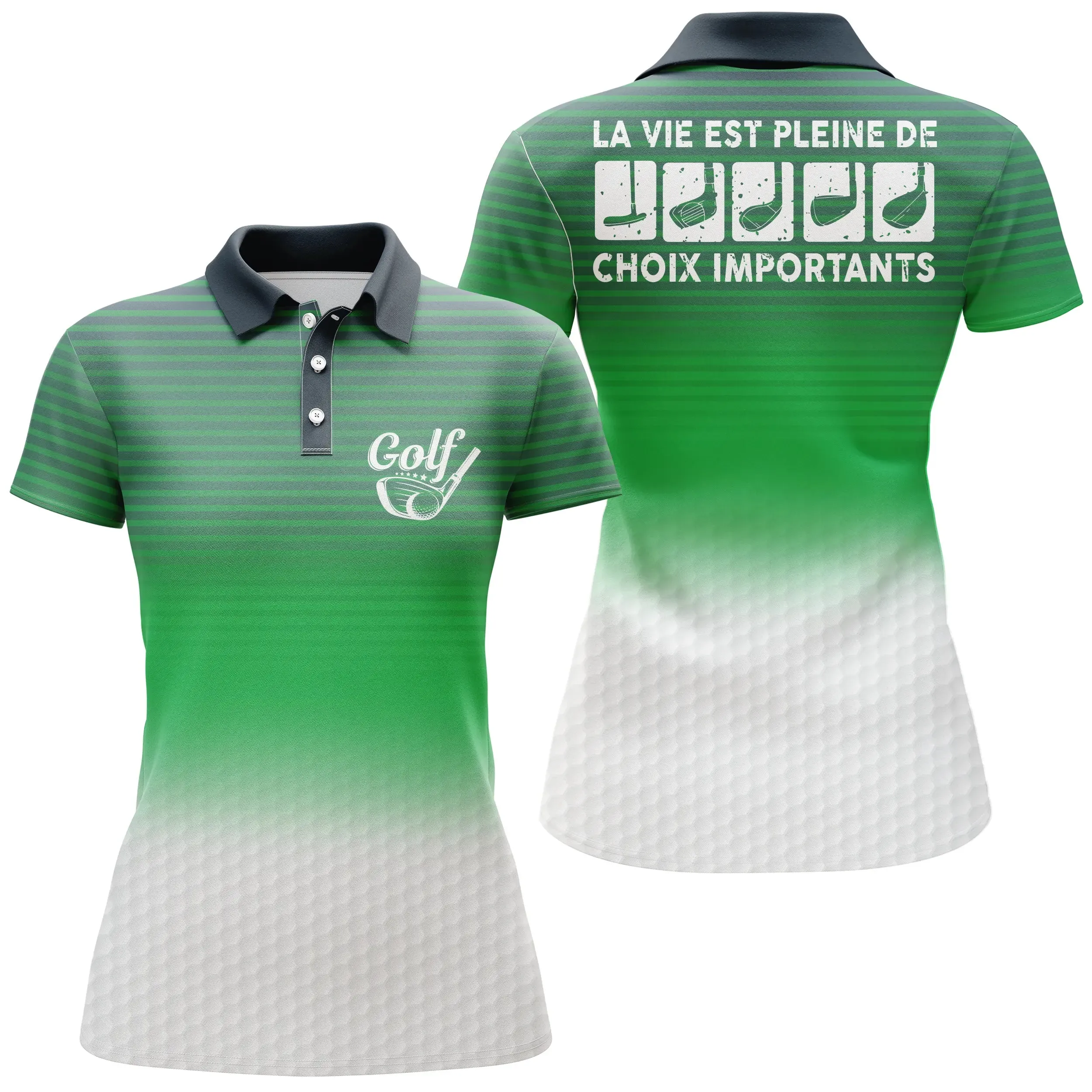 Polo de Golf, Cadeau Humour Golfeur, Golfeuse, Polo à Séchage Rapide Homme Femme, Club de Golf, La Vie Est Pleine De Choix Impor