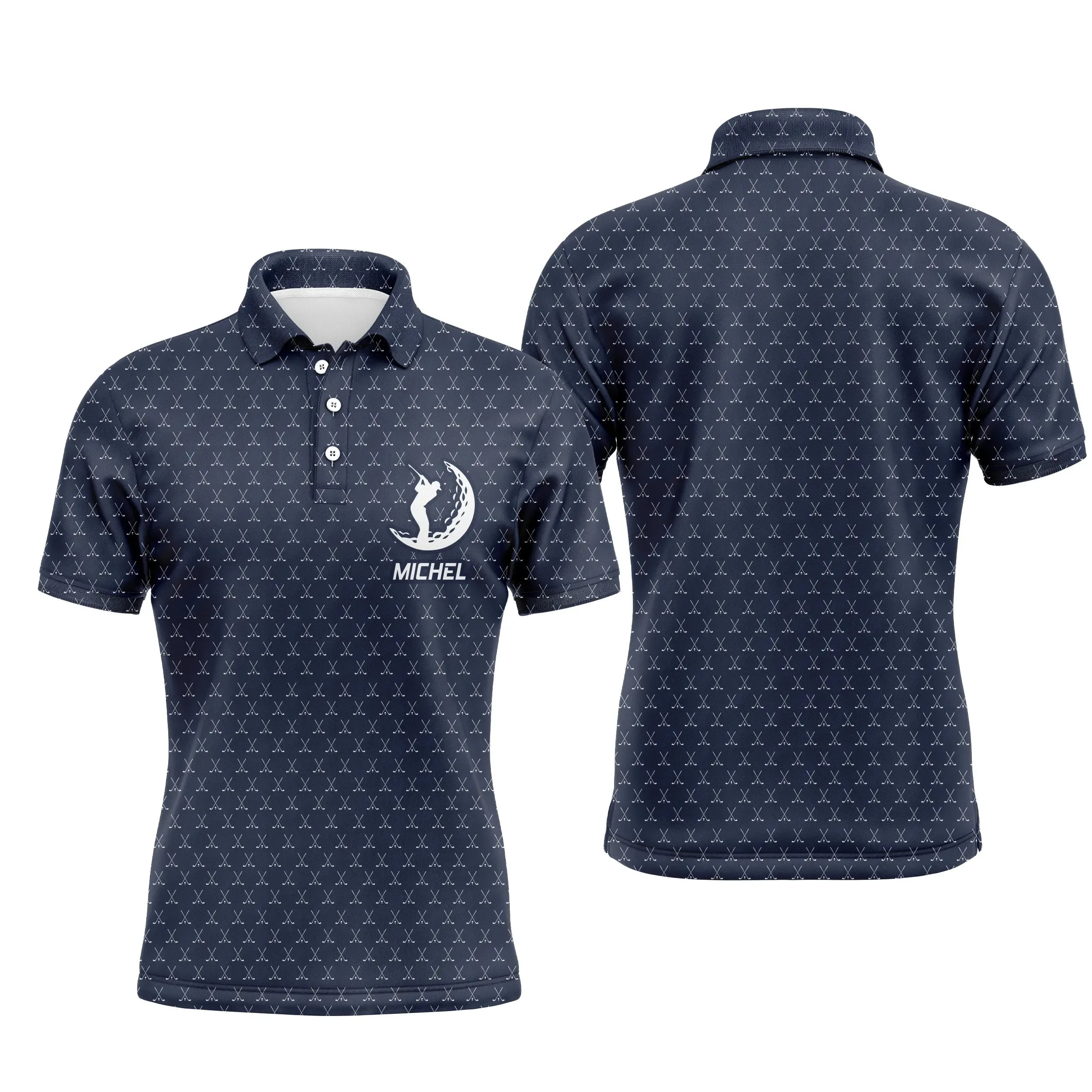 Polo de Golf, Cadeau Personnalisé Golfeur, Golfeuse, Polo à Séchage Rapide Homme Femme, Logo Balle de Golf, Motif Club de Golf -