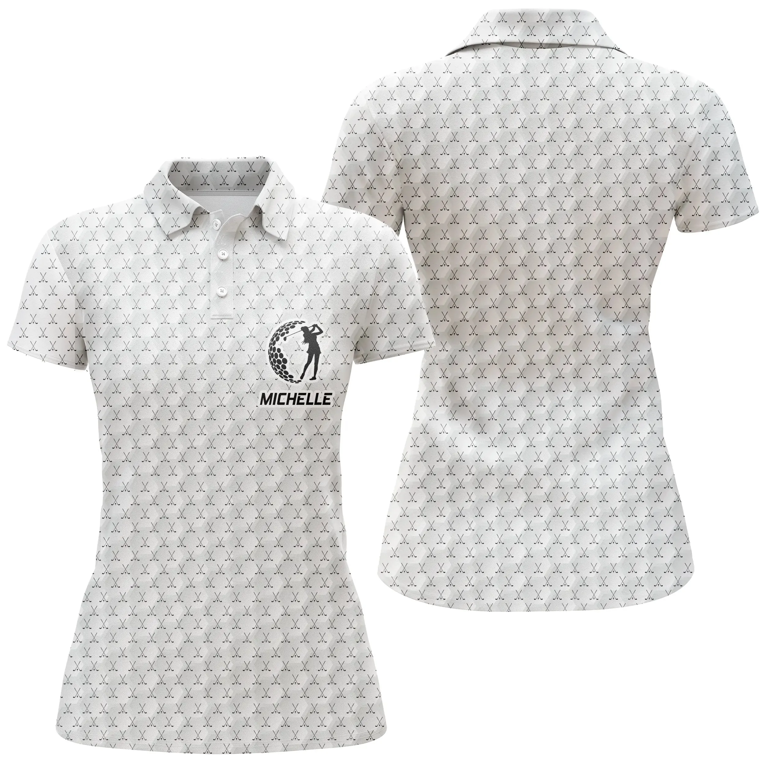 Polo de Golf, Cadeau Personnalisé Golfeur, Golfeuse, Polo à Séchage Rapide Homme Femme, Logo Balle de Golf, Motif Club de Golf -