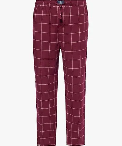 Polo Ralph Lauren Mens Damson Red Windowpane Check-pattern cotton pyjama bottoms