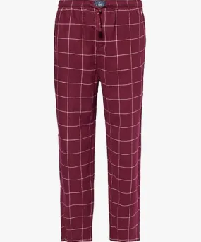 Polo Ralph Lauren Mens Damson Red Windowpane Check-pattern cotton pyjama bottoms