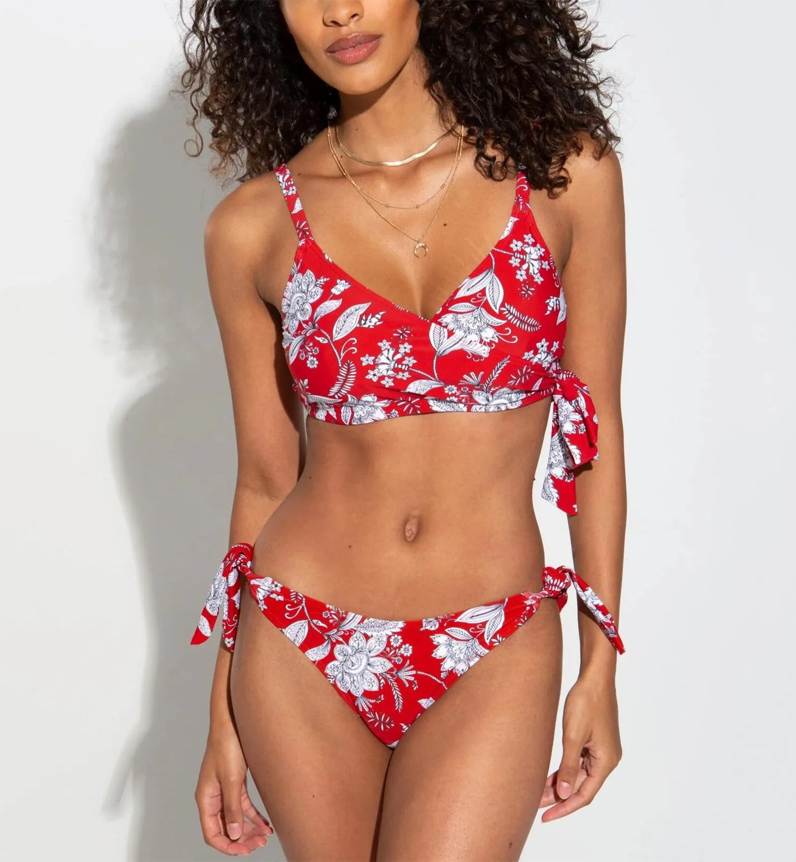 Pour Moi Freedom Underwire Non Padded Wrap Swim Top (25500) - Red/White