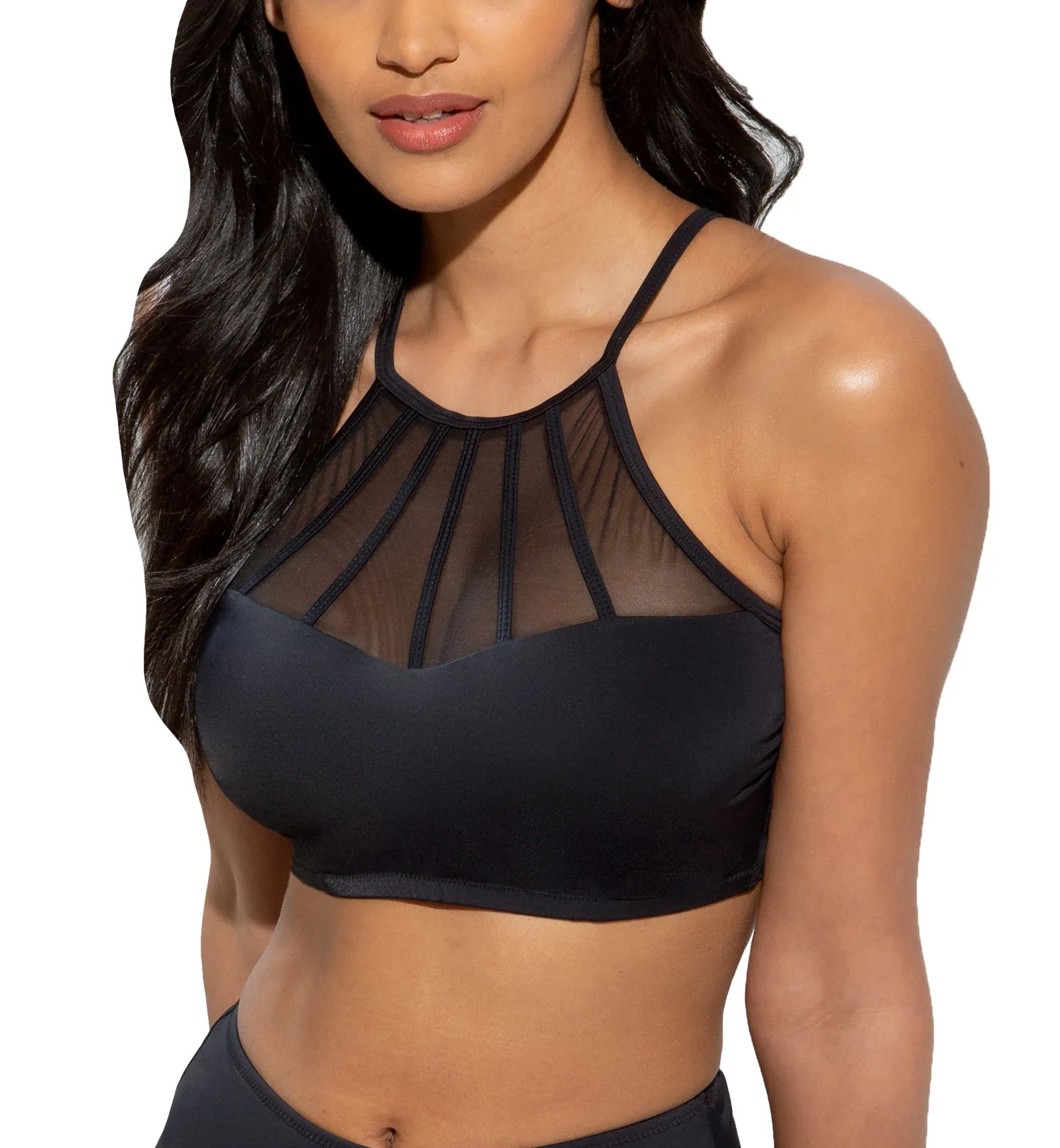 Pour Moi Space High Neck Underwire Cami Swim Top (13600) - Black