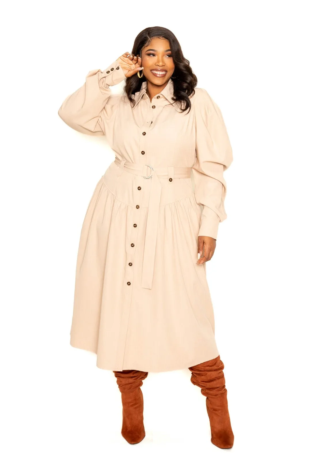 Puff Sleeve Trench Jacket Dress (2 Colors)