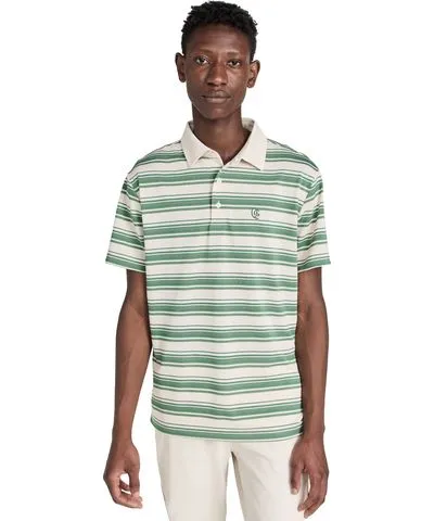 Quiet Golf Monogram Striped Polo Olive L