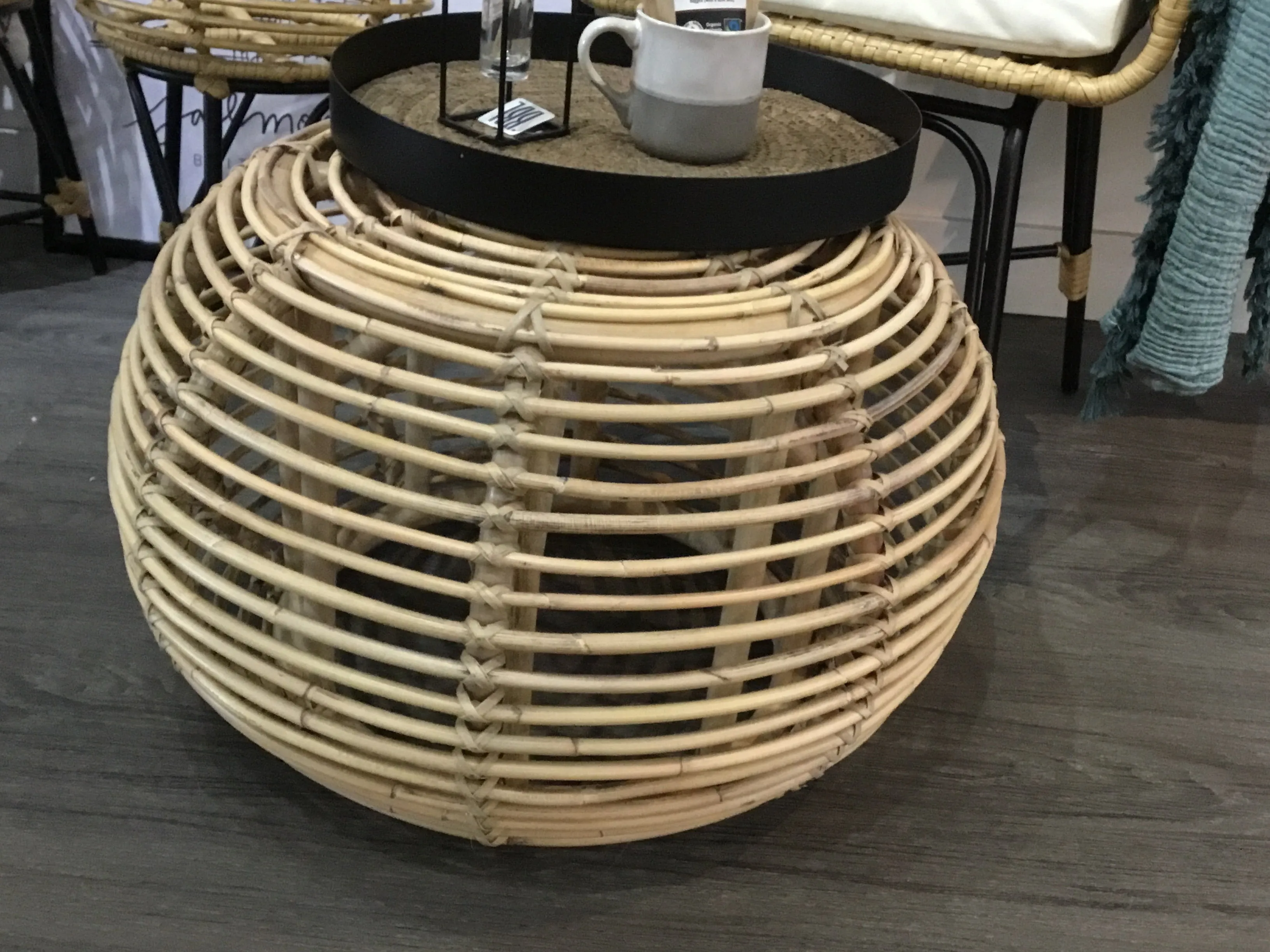 Rattan Round Footstool BBC