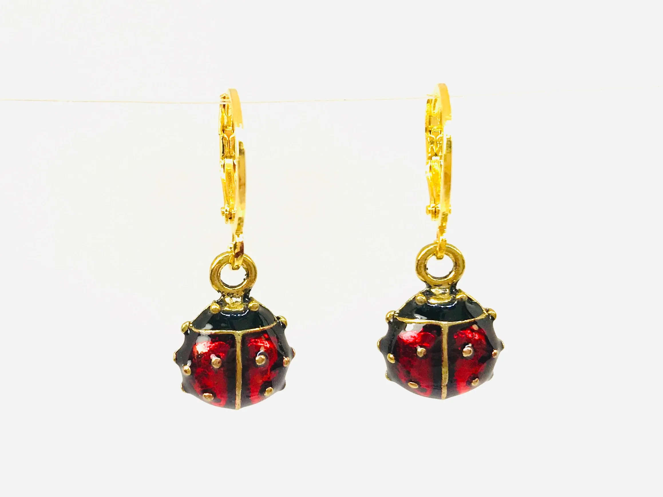 RED Beetle Earrings, Insect earrings