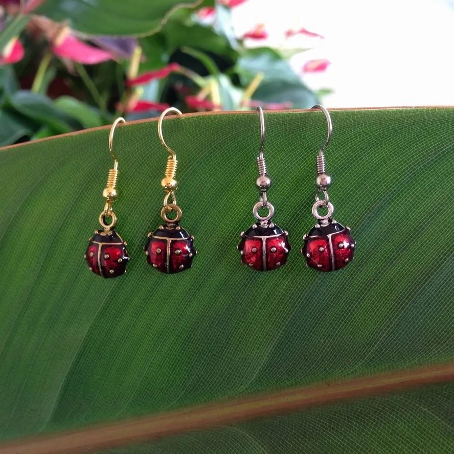 RED Beetle Earrings, Insect earrings