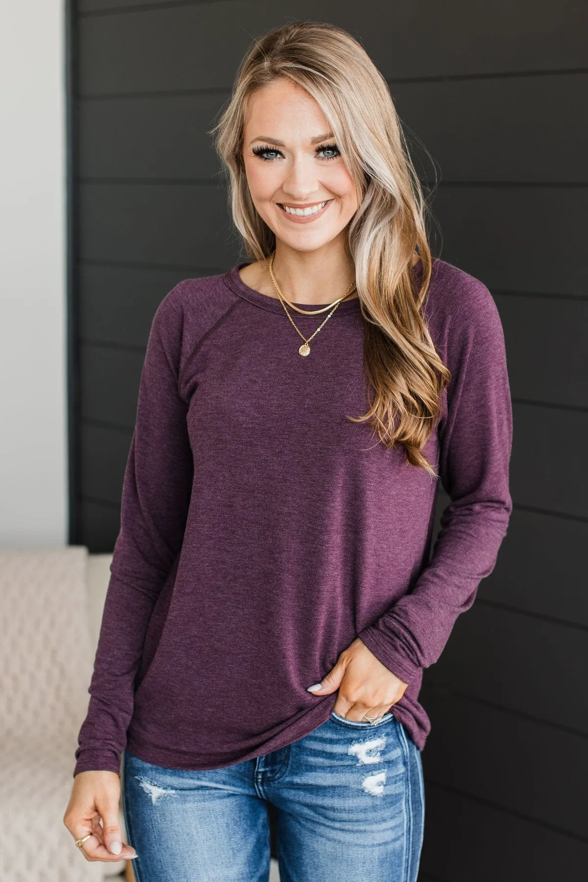 Right Next To You Knit Top- Plum