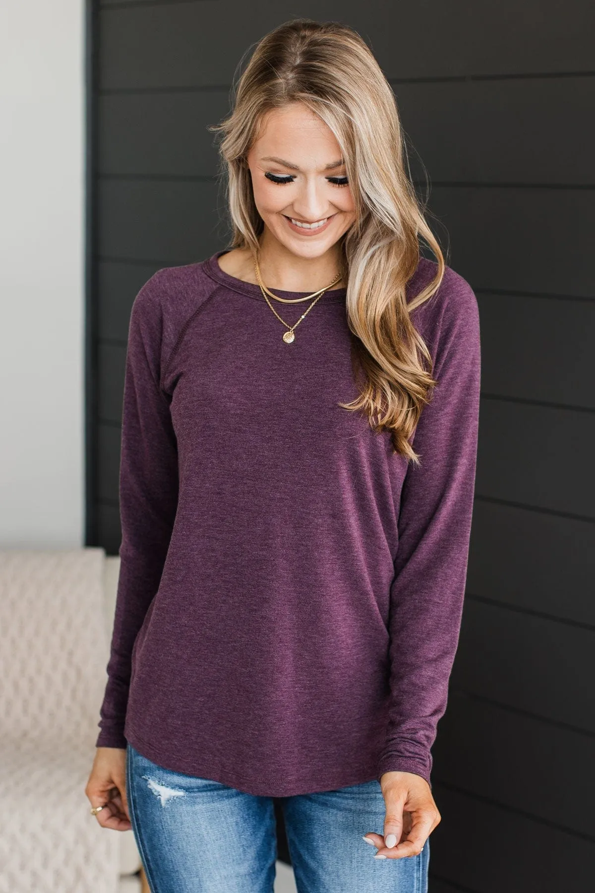 Right Next To You Knit Top- Plum