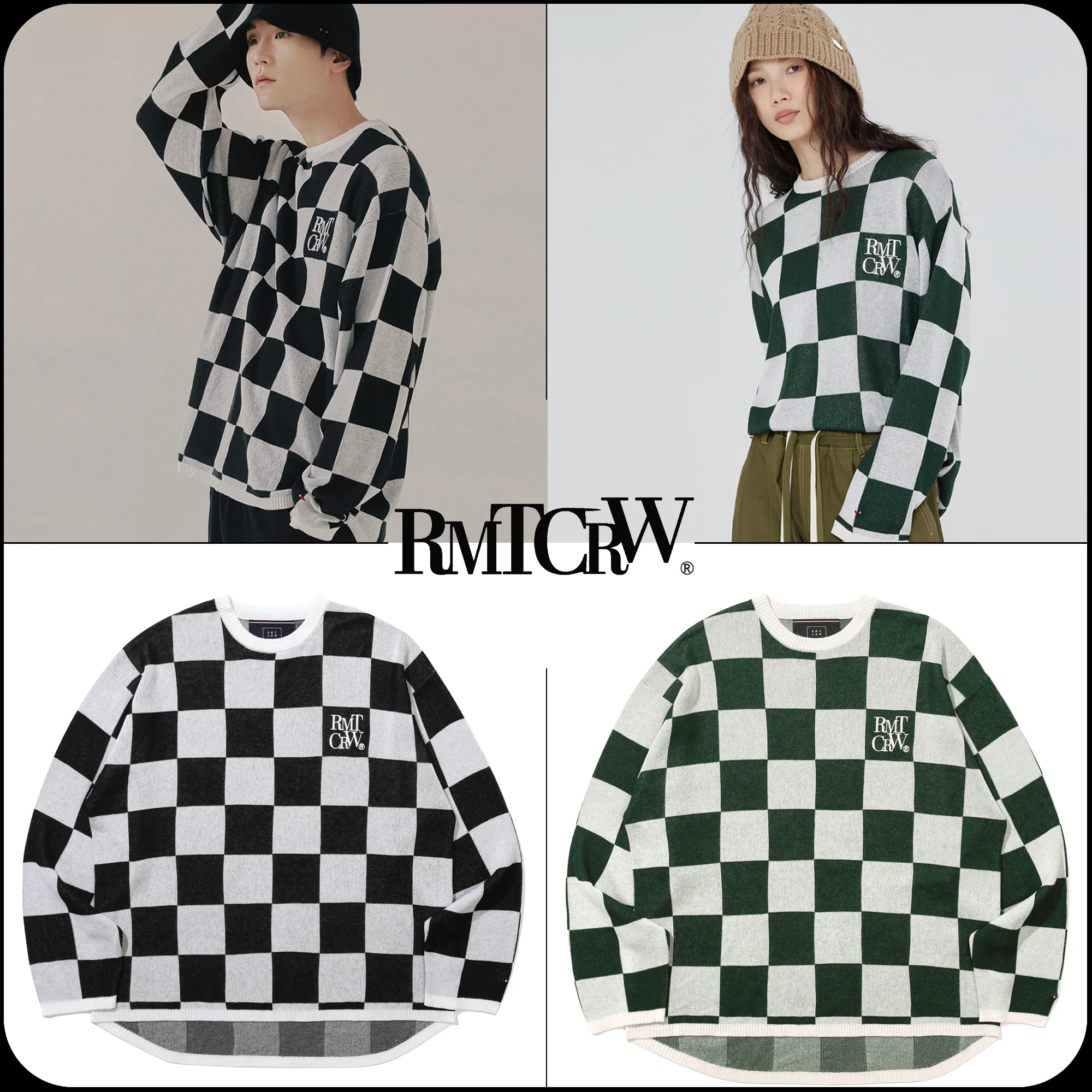 ROMANTIC CROWN  |[ROMANTIC CROWN]★CHECKER BOARD KNIT TOP