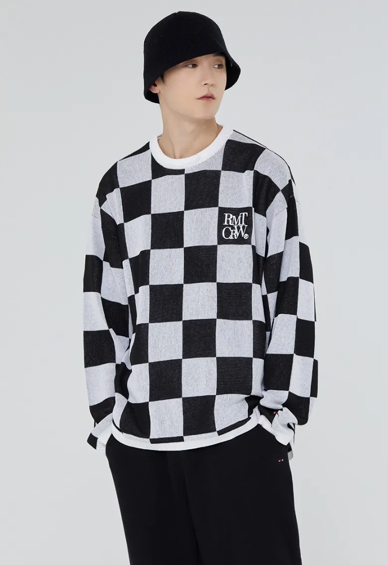 ROMANTIC CROWN  |[ROMANTIC CROWN]★CHECKER BOARD KNIT TOP