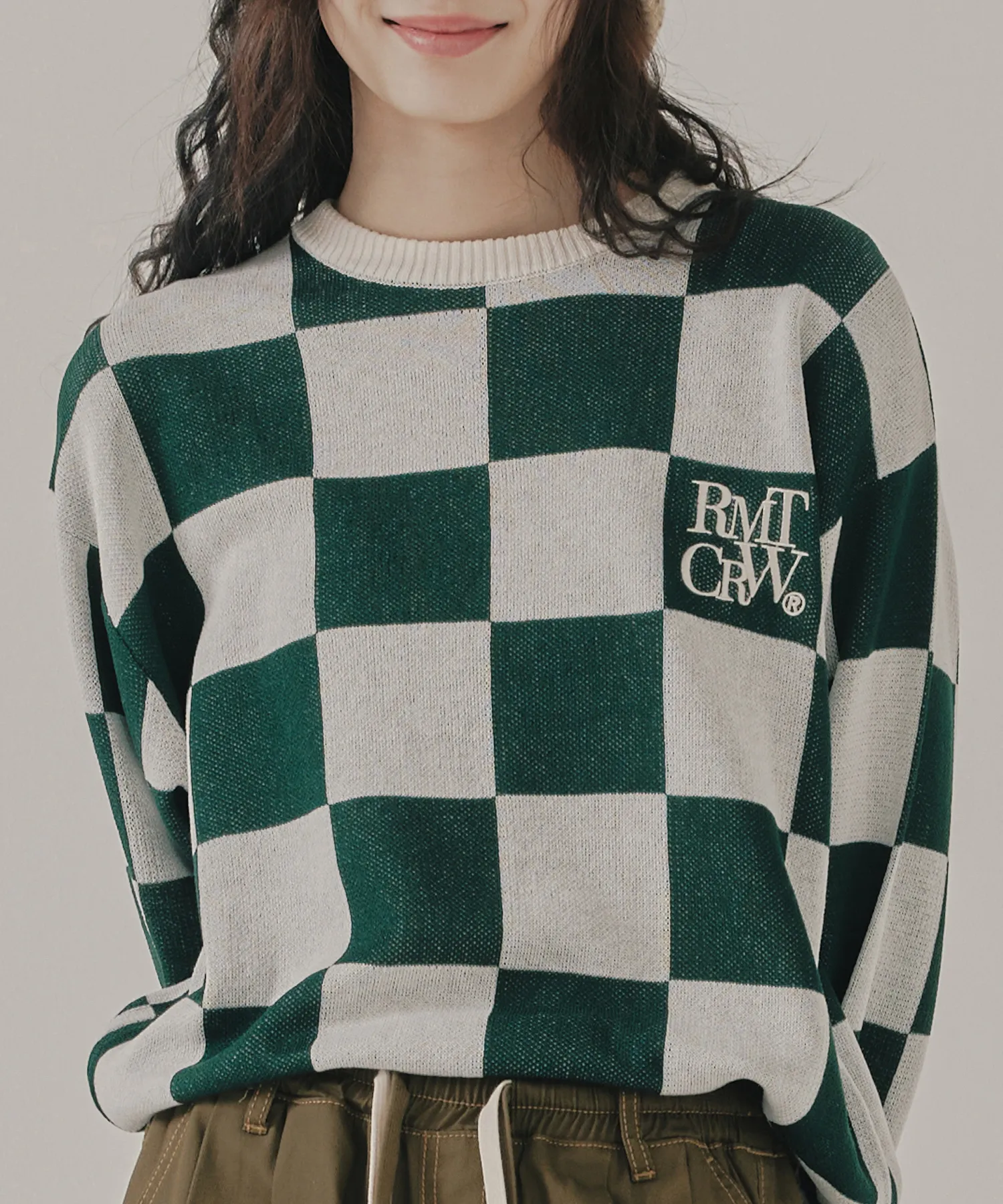 ROMANTIC CROWN  |[ROMANTIC CROWN]★CHECKER BOARD KNIT TOP